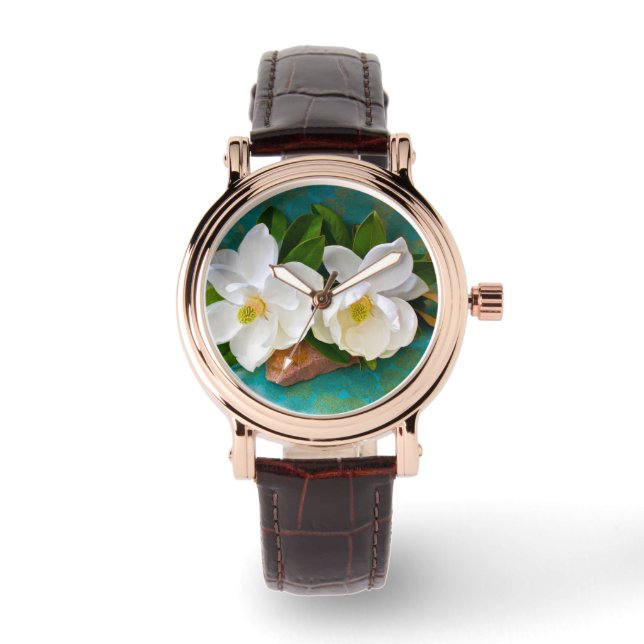 Reloj De Pulsera Flores | Flor de Magnolia (Anverso)