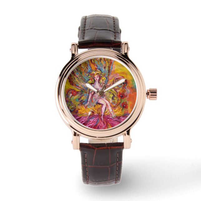 Reloj De Pulsera FLORES FLORES EN LA Fantasía DE IRIS ROSA (Anverso)