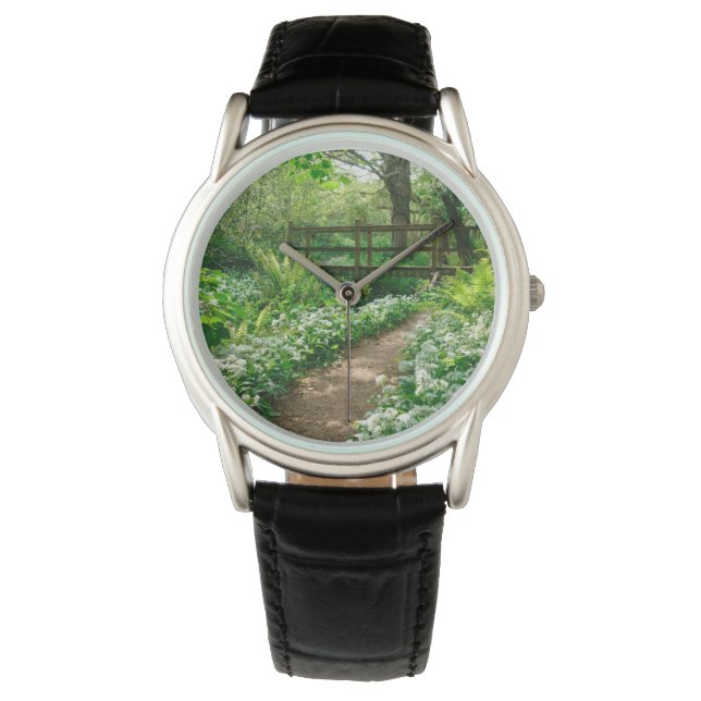 Reloj De Pulsera Flores | Flores silvestres blancas en el bosque (Anverso)