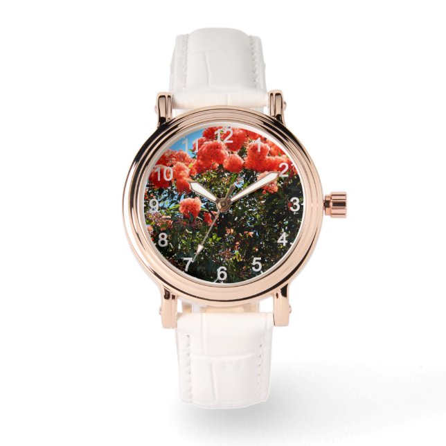 Reloj De Pulsera Flores fluorescentes: Naranja Eucalyptus (Anverso)