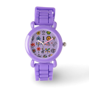 Reloj De Pulsera Flores folclóricas y pájaros coloridos