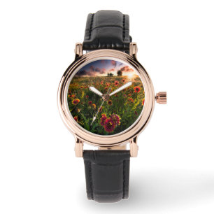 Reloj De Pulsera Flores   Indio Blanket Wildflower Texas