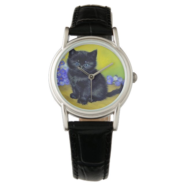 Reloj De Pulsera Flores moradas de gato negro Van Gogh (Anverso)