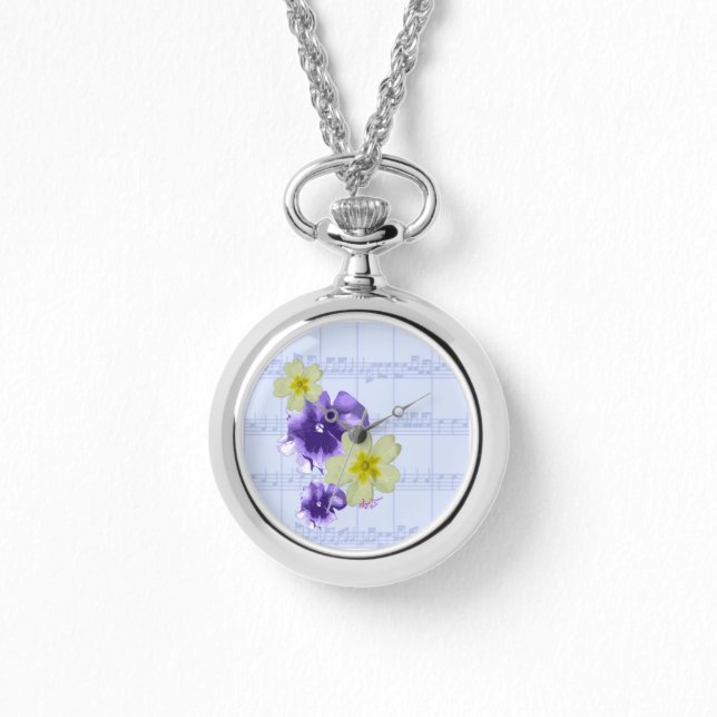 Reloj De Pulsera Flores moradas y amarillas Hoja Vigilancia de la M (Anverso)