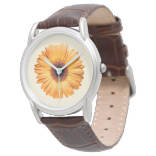 Reloj De Pulsera Flores Naranja Gerbera