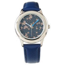 Reloj De Pulsera Flores pequeñas patrón azul claro