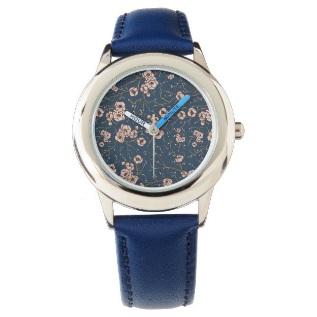 Reloj De Pulsera Flores pequeñas patrón azul claro (Anverso)