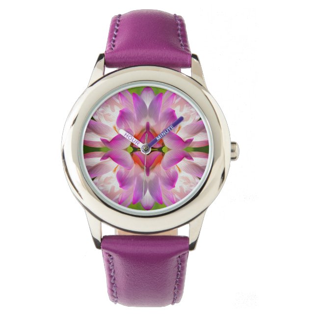 Reloj De Pulsera FLORES PURPLE - Arte Fractal - (Anverso)