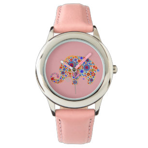 Reloj De Pulsera Flores Retro Cute Elefante Personalizado 2