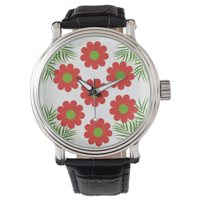 Reloj De Pulsera flores rojas (Anverso)