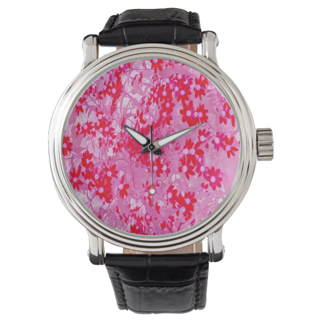 Reloj De Pulsera Flores Rojas Bonitas (Anverso)
