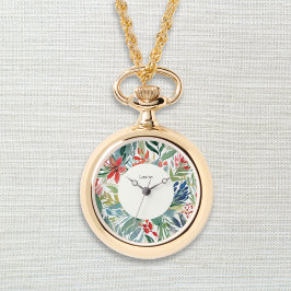 Reloj De Pulsera Flores rojas de poinsettia Navidad floral bonita