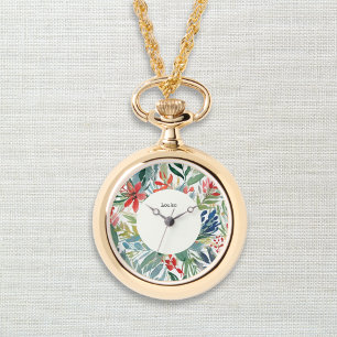 Reloj De Pulsera Flores rojas de poinsettia Navidad floral bonita