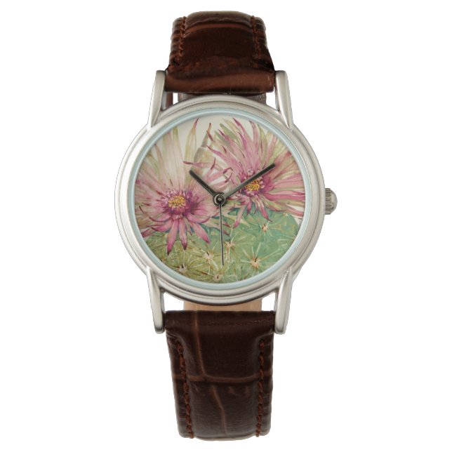 Reloj De Pulsera Flores rosadas de Cactus (Anverso)