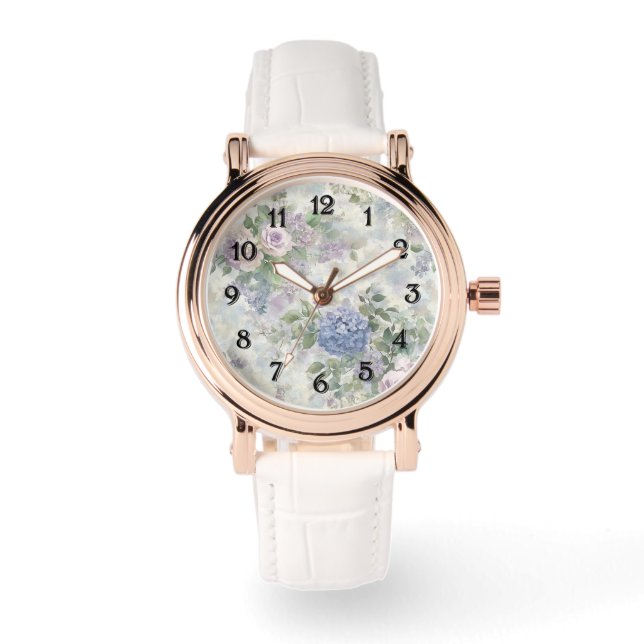 Reloj De Pulsera Flores rosadas purpúreas románticas (Anverso)