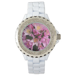 Reloj De Pulsera Flores rosadas y amarillas tropicales