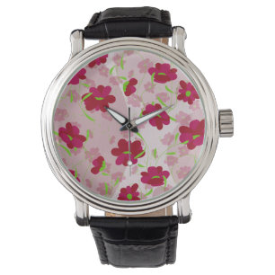 Reloj De Pulsera Flores rosadas y rojas - Floral