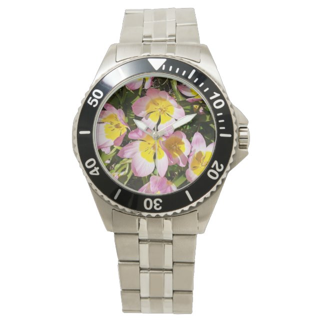 Reloj De Pulsera Flores rosas y amarillas (Anverso)