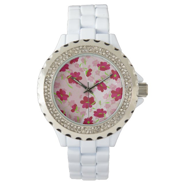 Reloj De Pulsera Flores rosas y rojas - Floral (Anverso)