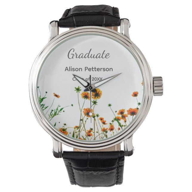 Reloj De Pulsera flores silvestres amarillas modernas graduadas rús (Anverso)