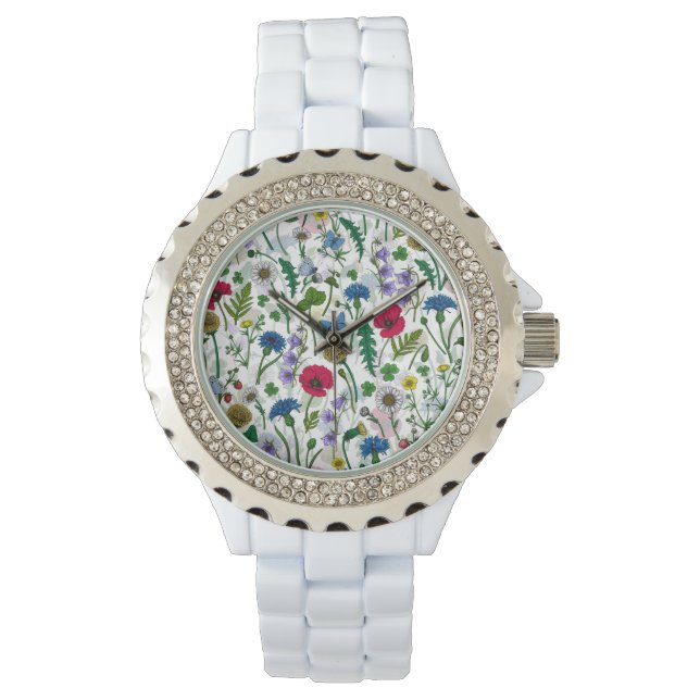 Reloj De Pulsera Flores silvestres en blanco roto (Anverso)