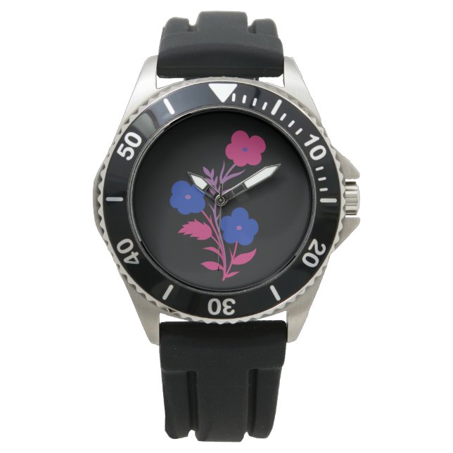 Reloj De Pulsera Flores sutiles de la bandera bisexual (Anverso)