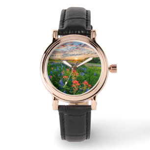 Reloj De Pulsera Flores   Texas Bluebonnets y pincel indio