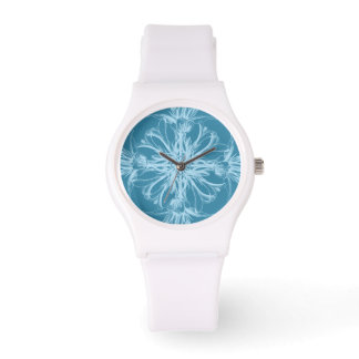 Reloj De Pulsera Flores tropicales de Damasco en azul marino