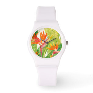Reloj De Pulsera Flores tropicales   Pájaro del paraíso