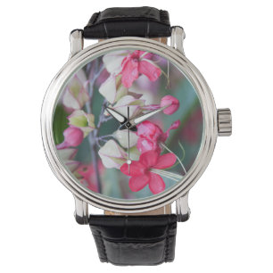 Reloj De Pulsera Flores tropicales rojas y blancas