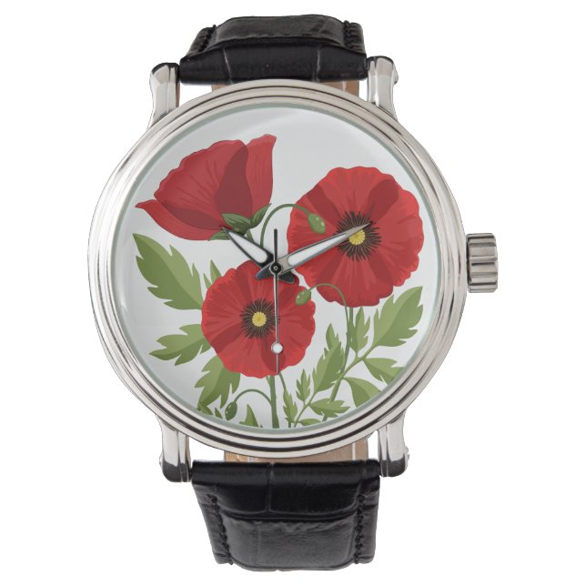 Reloj De Pulsera Flores veraniegas alegres con adormidera (Anverso)