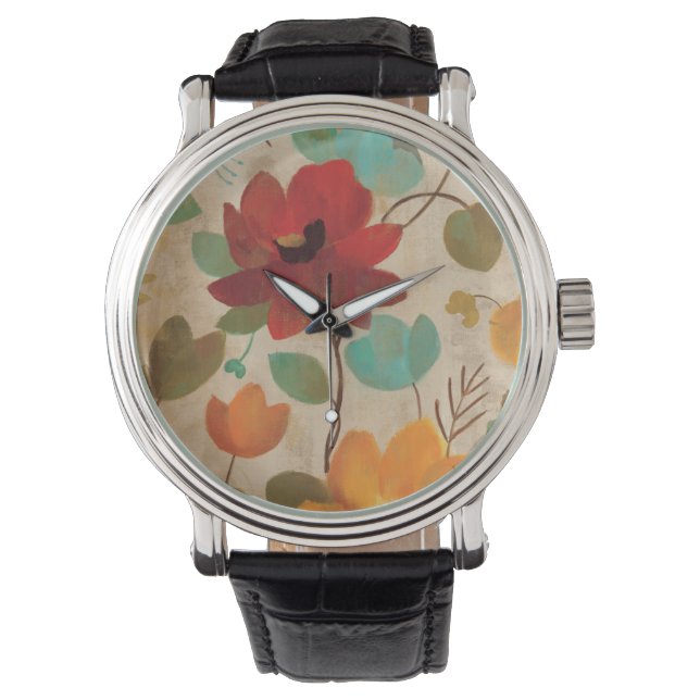 Reloj De Pulsera Flores y brotes de colores (Anverso)
