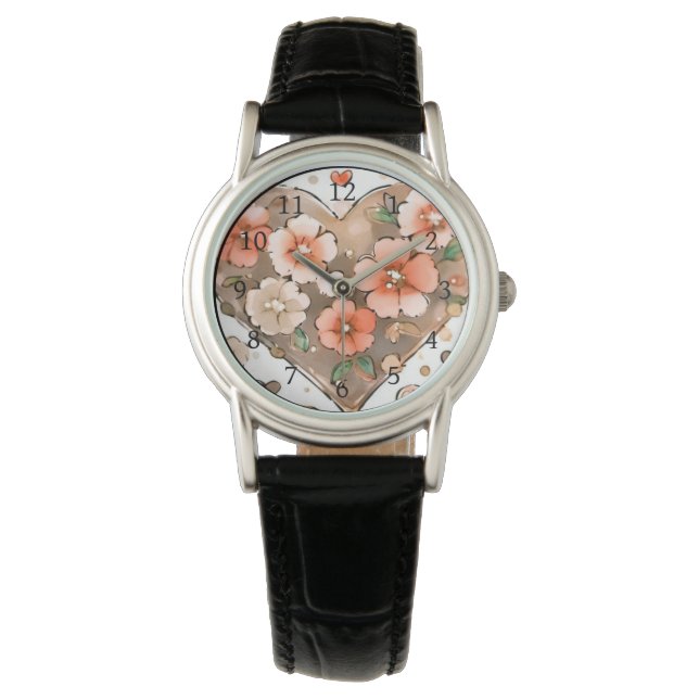 Reloj De Pulsera Flores y corazón (Anverso)