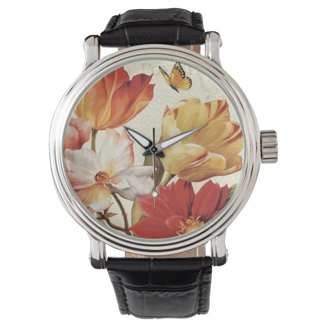Reloj De Pulsera Flores y mariposas (Anverso)
