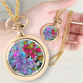 Reloj De Pulsera Flores y mariposas bailarinas PV01 Necklace Watch