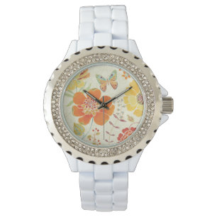 Reloj De Pulsera Flores y mariposas de colores