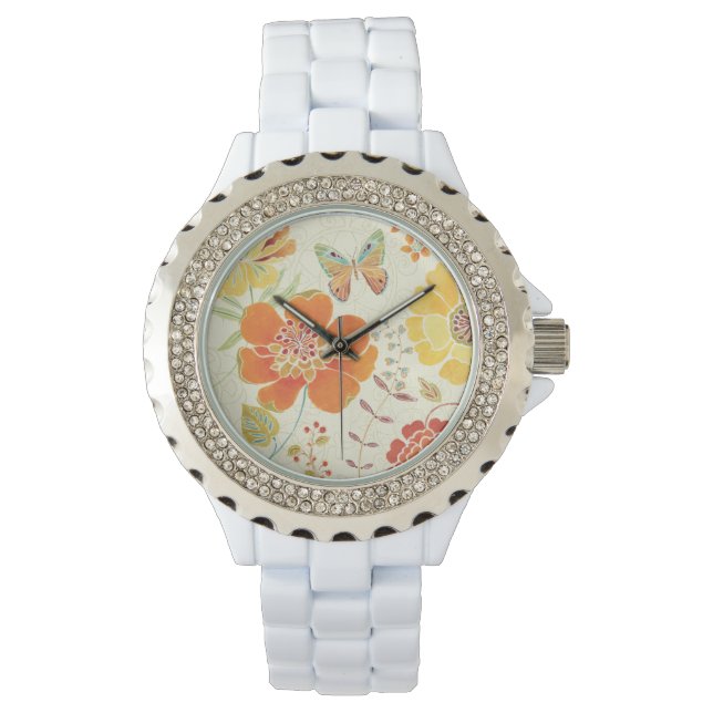 Reloj De Pulsera Flores y mariposas de colores (Anverso)