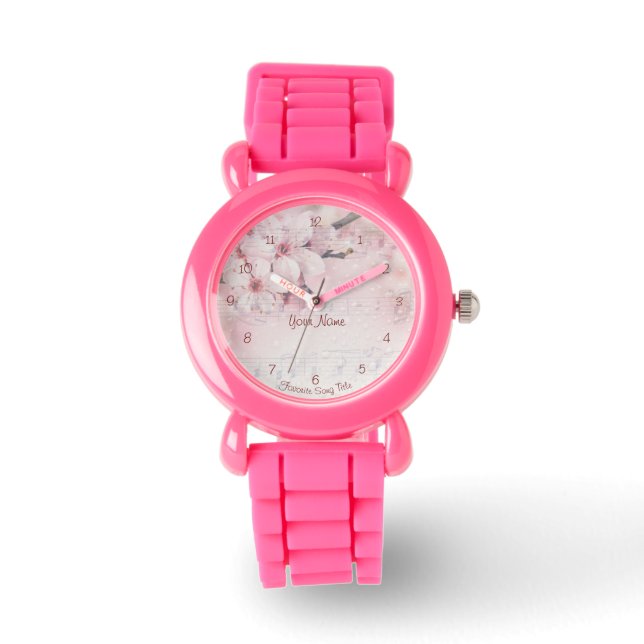 Reloj De Pulsera Flores y notas musicales de cerezo en flor (Anverso)