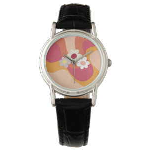 Reloj De Pulsera Flores y olas de estilo retro