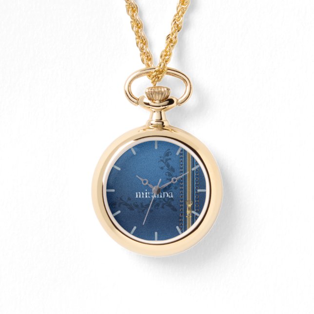 Reloj De Pulsera Flourish Pintado Jeans Denim (Anverso)