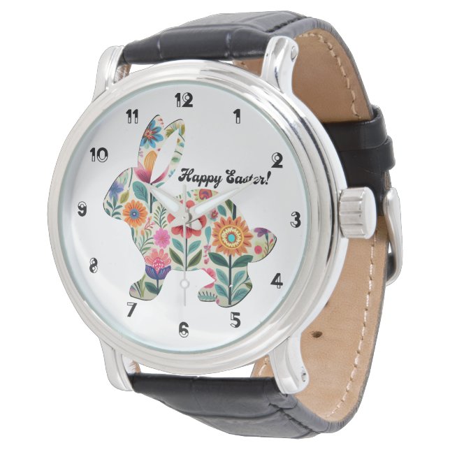 Reloj De Pulsera Flourished Easter Bunny Silhouette (Angular)