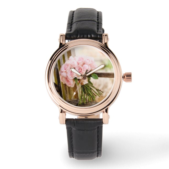 Reloj De Pulsera Flowers | Pink Rose Bouquet (Anverso)