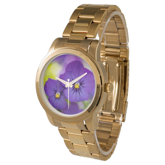 Reloj De Pulsera Flowers | Purple Pansies (Angular)