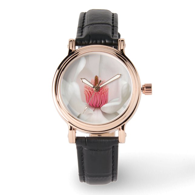 Reloj De Pulsera Flowers | White Magnolia (Anverso)