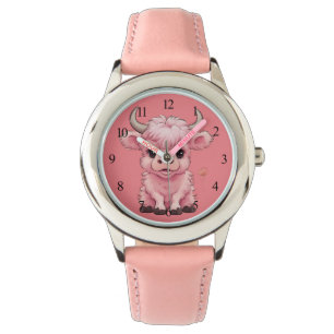 Reloj De Pulsera Fluffy Pink Highlands Scottish Cow
