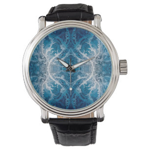 Reloj De Pulsera Flujo cósmico sagrado - Simetría plateada azul