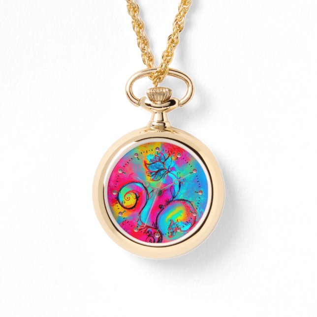 Reloj De Pulsera FLUJOS SIMILARES amarillo rosa azul verde azulado (Anverso)