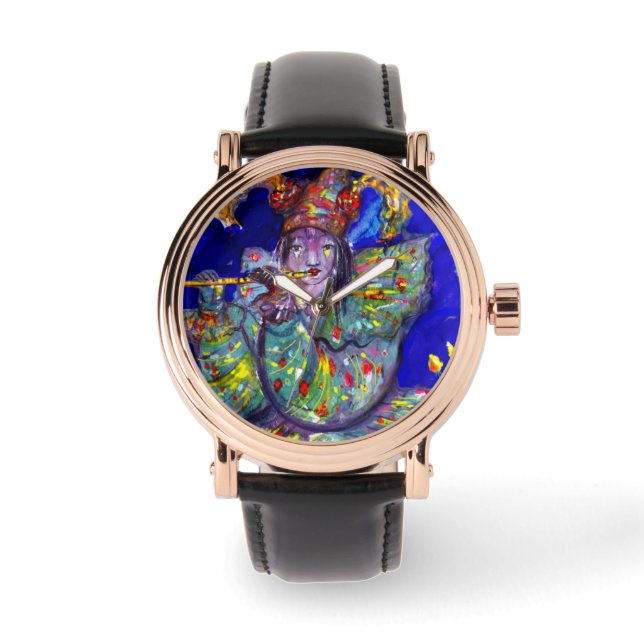 Reloj De Pulsera FLUTISTA EN AZUL / Noche de Carnaval veneciana (Anverso)