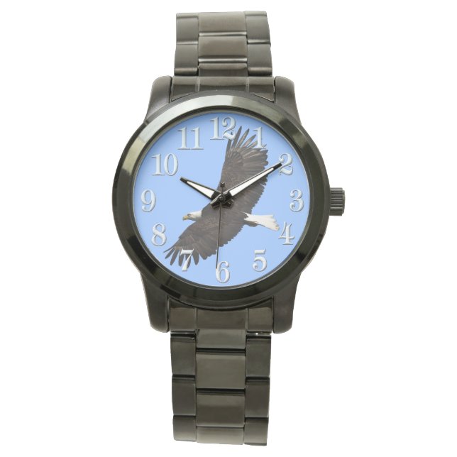 Reloj De Pulsera Flying Bald Eagle and Blue Sky Wildlife Wristwatch (Anverso)