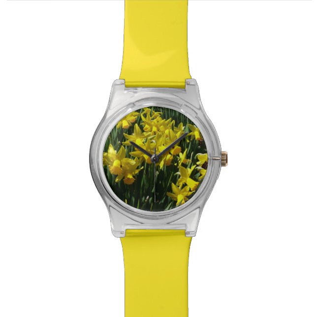 Reloj De Pulsera Focos amarillos y flores de primavera alegres (De cerca)